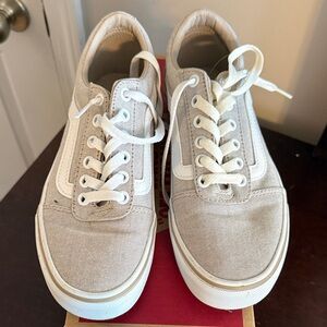 Vans Light Tan Canvas Sneakers with White Details